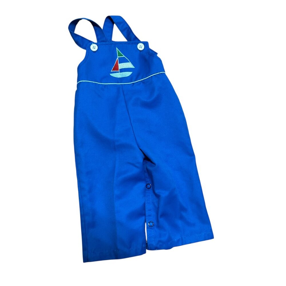 Vintage Baby Boy Blue Overall Bib Pants Size 12 months Nautical Vibe